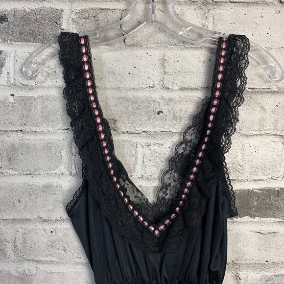 Vintage Dominique Black Satin Lace Teddy Romper Lingerie Bodysuit - Picture 8 of 11